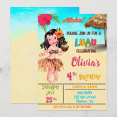 Luau verjaardagsuitnodiging Hawaiian uitnodiging A (Voorkant / Achterkant)