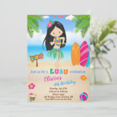 Luau verjaardagsuitnodiging Luau uitnodiging Aloha (Staand voorkant)