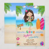 Luau verjaardagsuitnodiging Tropisch strandfeest m Kaart (Voorkant / Achterkant)