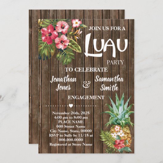Luau verlovingsfeest huwelijksfeest kaart (Voorkant / Achterkant)