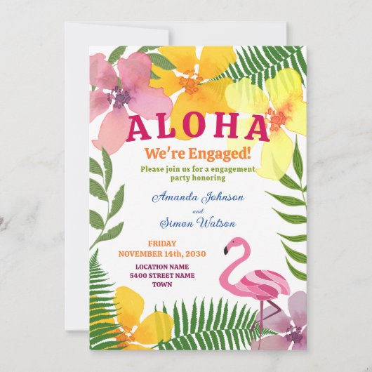 Luau Verlovingsfeest QR-code Kaart (Voorkant)