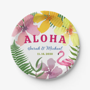 Luau-verlovingsfeest Tropisch Papieren Bordje