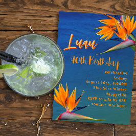Luau Volwassene Verjaardagsfeestje Hawaiaanse Bloe Kaart