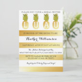 Luau Vrijgezellenfeest Gold Invitation Kaart (Staand voorkant)