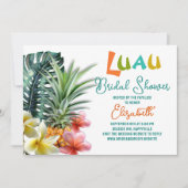 Luau Vrijgezellenfeest Pineapples Plumeria Invitat Kaart (Voorkant)