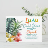 Luau Vrijgezellenfeest Pineapples Plumeria Invitat Kaart (Staand voorkant)