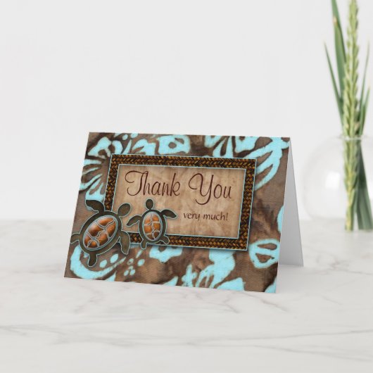 Luau Wedding Bedankt Kaarten Schildpad blauw (Voorkant)