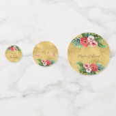 Luau Wedding Birthday Flamingo Floral Gold Confetti (Achterkanten)