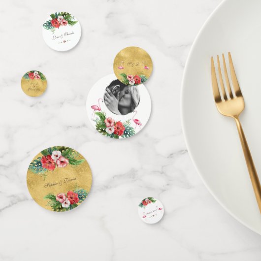 Luau Wedding Birthday Flamingo Floral Gold Confetti (Groep)