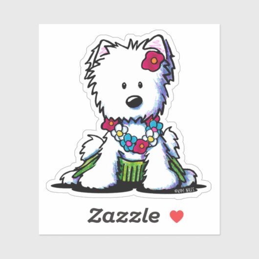 Luau Westie op maat gesneden vinyl Sticker (Vel)
