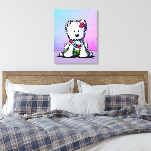 Luau Westie Terrier Hond Canvas Print (Insitu (Slaapkamer))