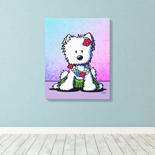 Luau Westie Terrier Hond Canvas Print (Insitu (Houten vloer))