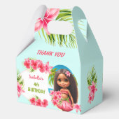 Luau Zomer Verjaardag Tropisch Strand Meisje Mediu Bedankdoosjes (Achterkant)