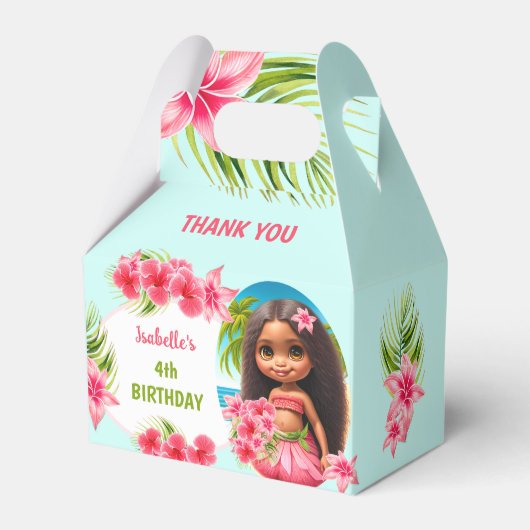 Luau Zomer Verjaardag Tropisch Strand Party meisje Bedankdoosjes (Voorkant Zijde)
