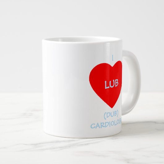 lub dub hart klinkt grappig cardioloog grote koffiekop (Voorkant rechts)