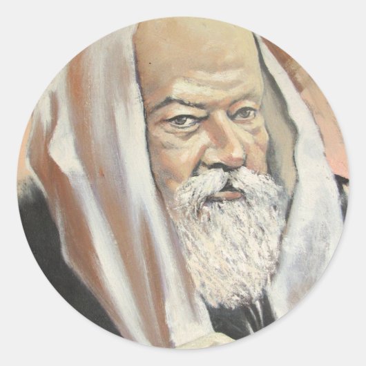 LUBAVITCHER REBBE RONDE STICKER (Voorkant)