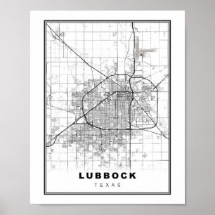 Lubbock Kaart Poster