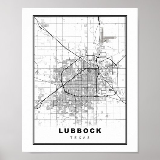 Lubbock Kaart Poster (Voorkant)