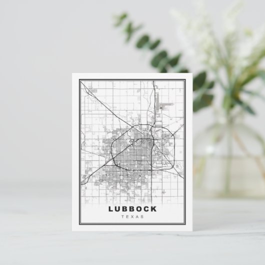 Lubbock Map Briefkaart (Staand voorkant)