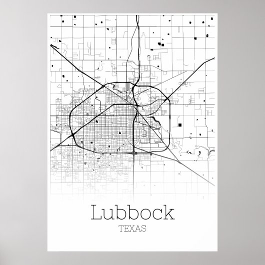 Lubbock Map - Texas - City Map Poster (Voorkant)