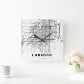 Lubbock Map Vierkante Klok (Huis)