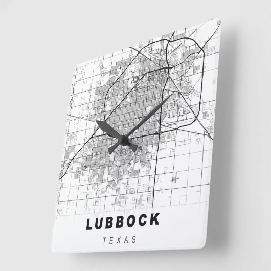 Lubbock Map Vierkante Klok (Hoek)