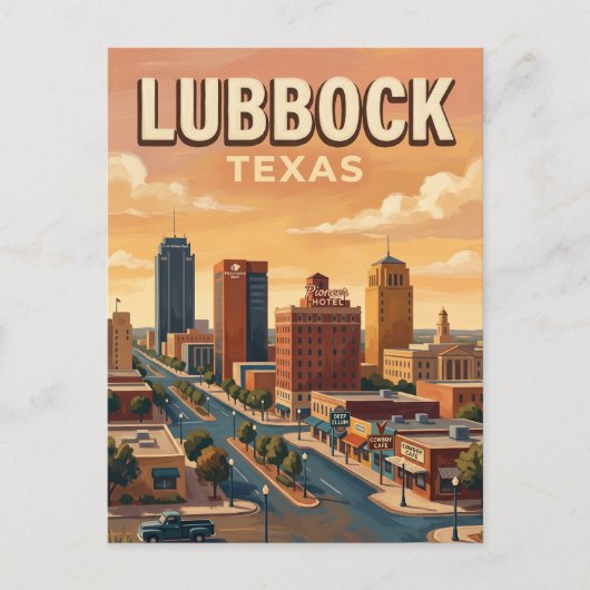 Lubbock Skyline Texas Briefkaart (Voorkant)