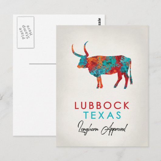 Lubbock Texas Colorful Longhorn Briefkaart (Voorkant / Achterkant)
