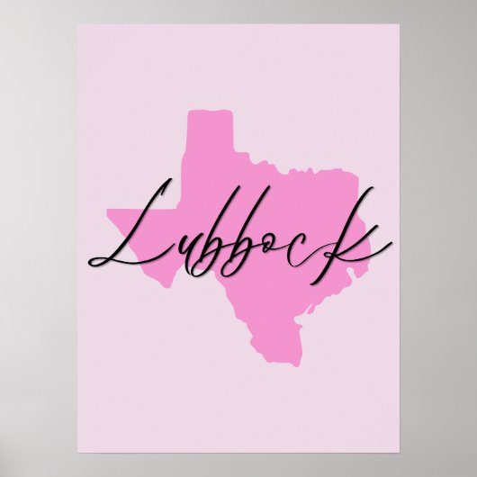 Lubbock Texas Pink Poster (Voorkant)