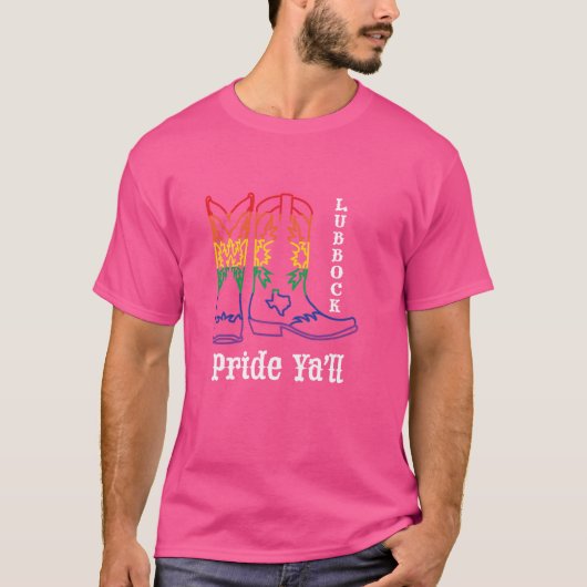 Lubbock Texas Pride Ya'll - LGBTQ Cowboy voor homo T-shirt (Voorkant)
