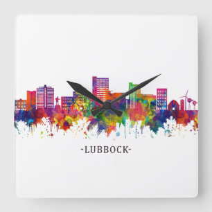 Lubbock Texas Skyline Vierkante Klok