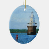 Lubec Channel Vuurtoren Schildering Keramisch Ornament (Rechts)