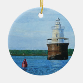 Lubec Channel Vuurtoren Schildering Keramisch Ornament