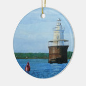 Lubec Channel Vuurtoren Schildering Keramisch Ornament (Links)