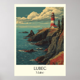 Lubec Maine  vuurtoren Coastal Cliffs Art Poster
