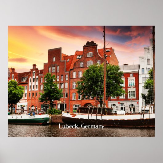 Lubeck Duitsland cityscape Poster (Voorkant)