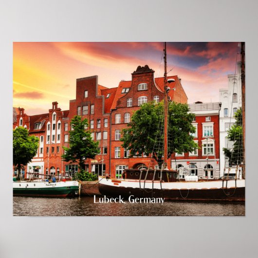 Lubeck Duitsland foto van cityscape Poster (Voorkant)