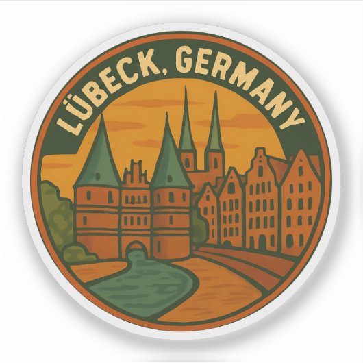 Lübeck Duitsland Holstentor Kunst Sticker (Voorkant)