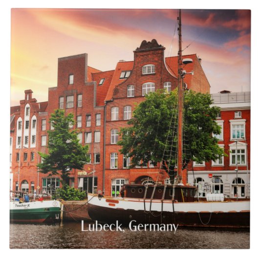 Lübeck Duitsland stadsgezicht foto Tegeltje (Voorkant)