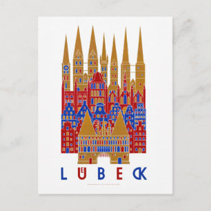 Lübeck Duitsland Vintage Reisposter Gerestaureerd Briefkaart