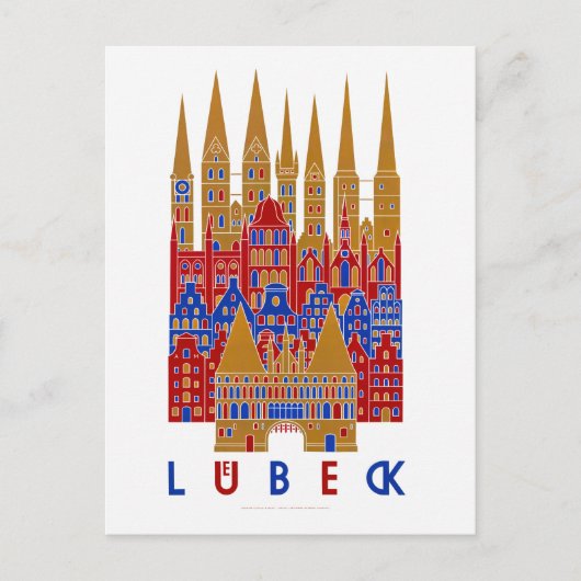 Lübeck Duitsland Vintage Reisposter Gerestaureerd Briefkaart (Voorkant)