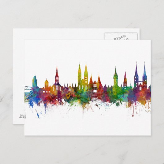 Lubeck Germany Skyline Briefkaart (Voorkant / Achterkant)