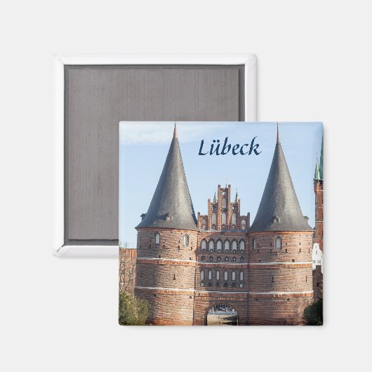 Lübeck Holstentor Gate foto Magneet (Voorkant / Achterkant)