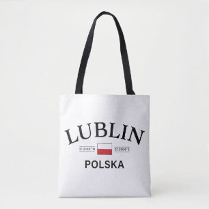 Lublin Polska (Polen) Poolse coördinaten Tote Bag