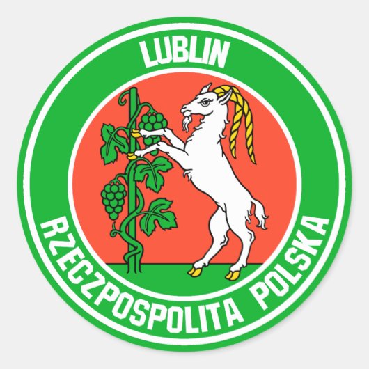 Lublin Round Emblem Ronde Sticker (Voorkant)