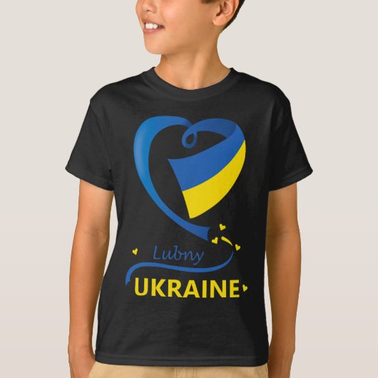 Lubny Ukraine National Flag Heart Emblem Crest  T-shirt (Voorkant)