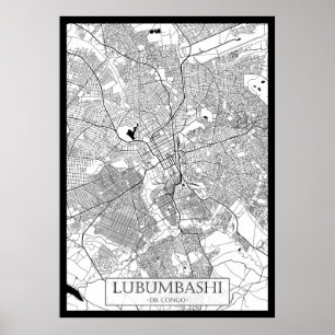 Lubumbashi DR Congo Kaart Poster