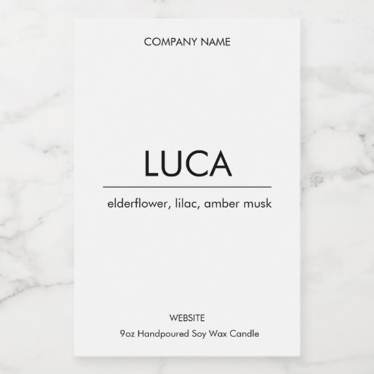 Luca Candle Label Elegant Minimalist Sterke Simple Voedselcontainer Etiket (Enkel label)
