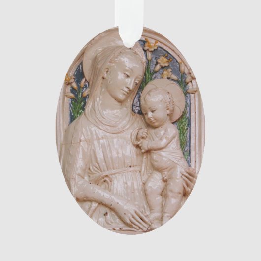 Luca della Robbia Madonna Kind en Lelies Kunst Ornament (voorkant)