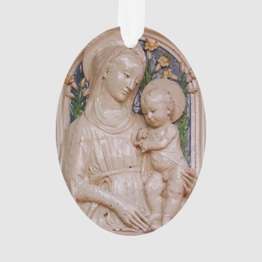 Luca della Robbia Madonna Kind en Lelies Kunst Ornament (achterkant)